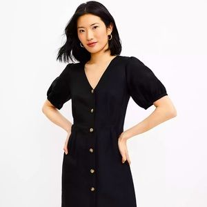 Loft Button V-Neck Dress